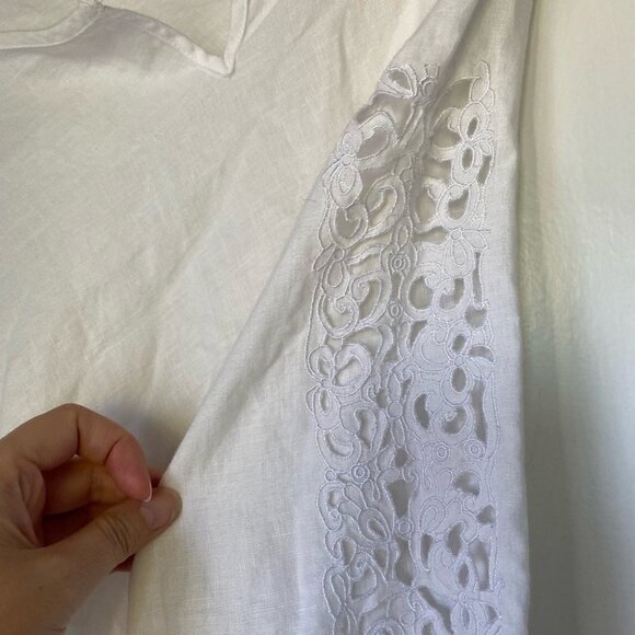 100% Irish Linen Ecologie Brand White 3/4 Sleeve Top Womens Size XL - Picture 3 of 9